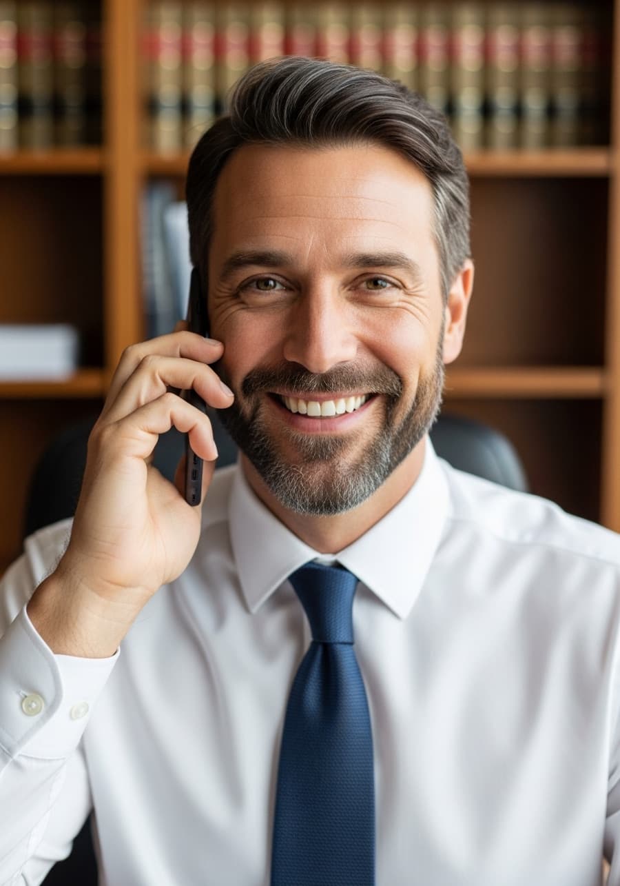 An attorney taking a call