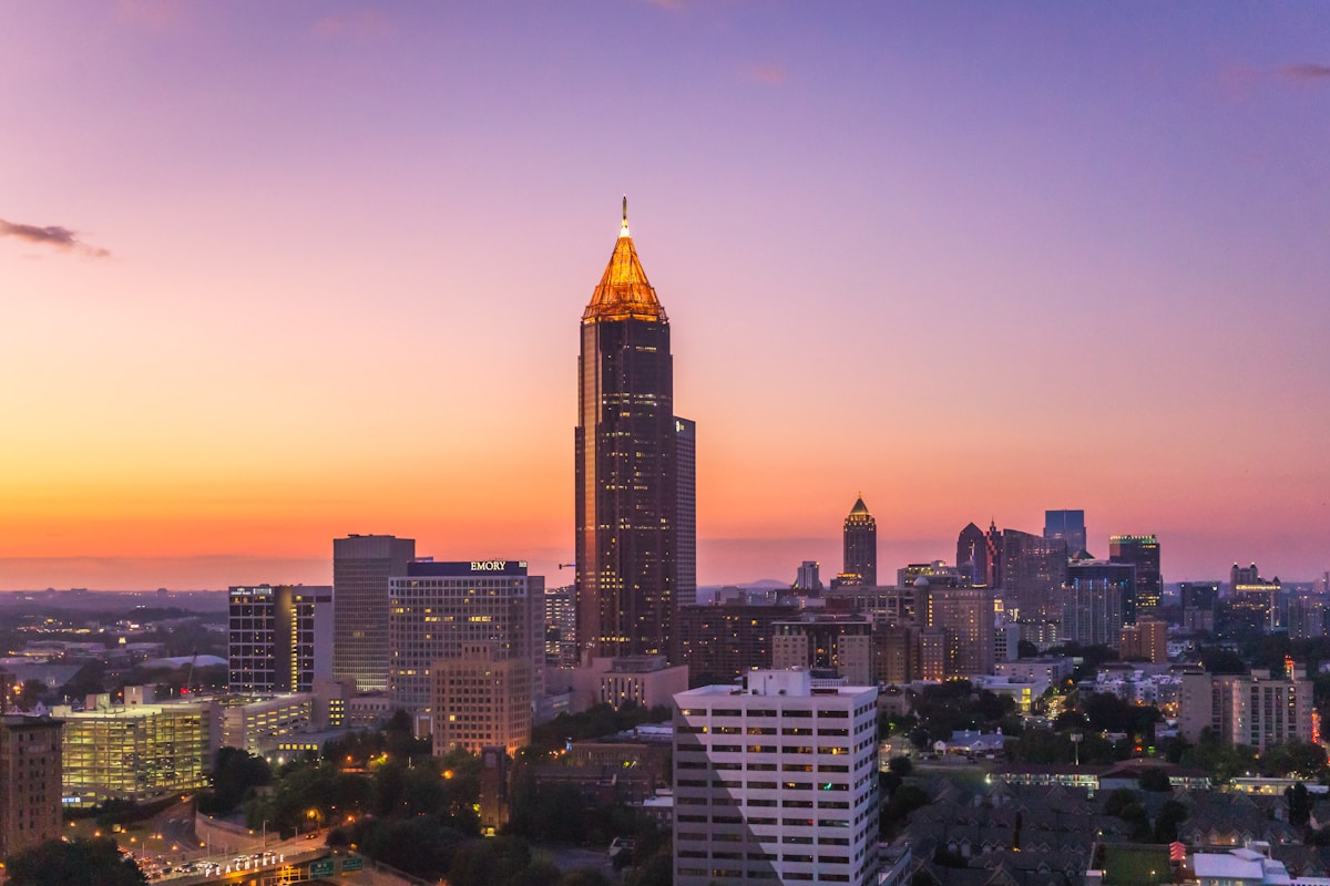 Atlanta skyline with modern towers and Piedmont Park